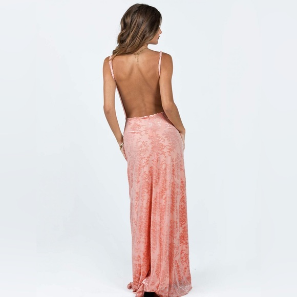 Princess polly faux silk velvet open back maxi dress nwot - Picture 5 of 6